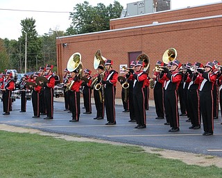 Neighbors | Abby Slanker.The Cardinal Pride Marching Band performed for the crowd at the Canfield Community Tailgate on Sept. 15.