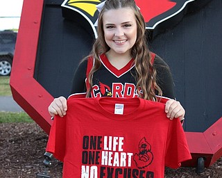 Neighbors | Abby Slanker.Canfield High School senior and Red Out leader Sydney Lewis raised $6,000 for the American Heart Association by selling ‘One Life, One Heart, No Excuses’ T-shirts, which she designed for this year’s event on Sept. 22.