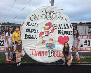 Neighbors | Submitted.The Canfield High School girls soccer team seniors were honored during Senior Night on Oct. 9. Senior members included, from left, Macey Malinky, Olivia VanDevender, (kneeling) Mirabella Mangie, (right) Alana Petracci and (kneeling) Brooke Kemp.