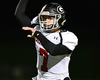CORTLAND, OHIO - NOVEMBER 3, 2017: Girard's Mark Waid throws a pass during the first half of the OHSAA playoff game, Friday night at Lakeview High School. DAVID DERMER | THE VINDICATOR