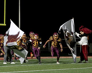 South Range takes the field before the first quarter as Crestview High School takes on South Range High School, Friday, Nov. 3, 2017, at Raider's stadium at the Rominger Sports Complex in Canfield...(Nikos Frazier | The Vindicator)..