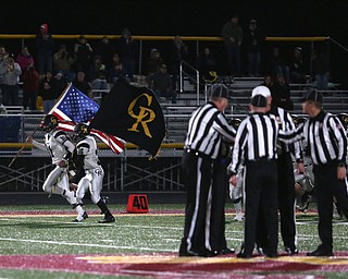 Crestview takes the field before the first quarter as Crestview High School takes on South Range High School, Friday, Nov. 3, 2017, at Raider's stadium at the Rominger Sports Complex in Canfield...(Nikos Frazier | The Vindicator)..