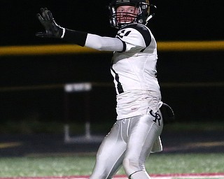 Crestview quarterback Caleb Hill(11) throws the ball during the first quarter as Crestview High School takes on South Range High School, Friday, Nov. 3, 2017, at Raider's stadium at the Rominger Sports Complex in Canfield...(Nikos Frazier | The Vindicator)..