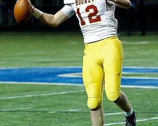 POLAND, OHIO - NOVEMBER 3, 2017: As the clock expires, Mooney's John Murphy (12) celebrates the victory at Poland Stadium. MICHAEL G TAYLOR | THE VINDICATOR