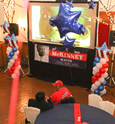   ROBERT K YOSAY  | THE VINDICATOR..Willie Rebecca mom and dad listen to results at the B&O station ..Sean McKinney enters the B&O station as results came down for Tito Brown Well wishers congratulated him on his race...-30-