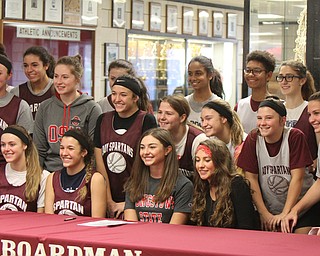 William D. Lewis The Vindicator Signing day at Boardman HS 11-8-17 found Jenna Vivo, center front in YSU shirt, with basketball team and classmates.