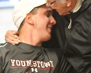William D. Lewis The Vindicator Bryan Kordupel gets a hug from his grandmother Helen Karash during Signing day at Boardman HS 11-8-17