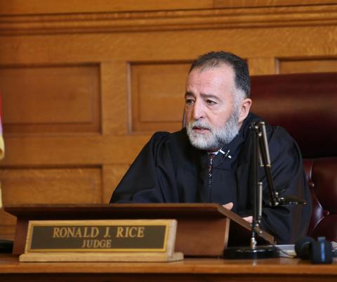 Judge Ronald Rice asks Nasser Hamad about his decision to attend court in his jail house jump suit, Wednesday, Nov. 8, 2017, at the Trumbull County Court House in Warren...(Nikos Frazier | The Vindicator)