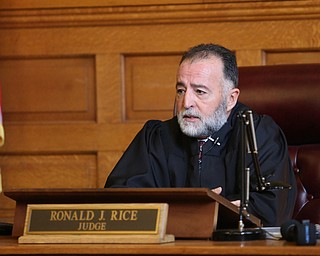 Judge Ronald Rice asks Nasser Hamad about his decision to attend court in his jail house jump suit, Wednesday, Nov. 8, 2017, at the Trumbull County Court House in Warren...(Nikos Frazier | The Vindicator)
