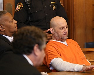 Nasser Hamad waits as Judge Ronald Rice reads the jury's verdict in his aggravated murder case, Wednesday, Nov. 8, 2017, at the Trumbull County Court House in Warren. Hamad was sentenced to life in prison with parole eligibility after 30 years. ..(Nikos Frazier | The Vindicator)