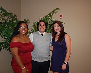 Three Austintown Fitch High School students were awarded scholarships recently during the annual Hall of Fame banquet. Above, from left, are Ariana Herriot, the Athletic Hall of Fame Committee scholarship recipient; Joseph Chepke, who was awarded the YSU Endowment scholarship in memory of William Knight; and Natalie Lynn, winner of the Getch Family Hall of Fame scholarship.