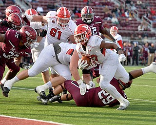 Youngstown State running back Tevin McCaster (37) reaches for the end zone, but comes up just short, in the third quarter against Southern Illinois at Saluki Stadium on Saturday. The Salukis lost 28-20.