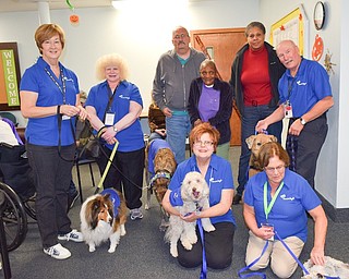 Easter Seals Adult Day Center, 721 Boardman-Poland Road, recently had visitors from Pawz for People, an affiliate of Pet Partners, a pet therapy group. The Easter Seals clients learned about the various dog breeds and the required training needed to become therapy dogs. Visit the Easter Seals website at: www.mtc.easterseals.com or call 330-743-1168 to learn about its programs and services.