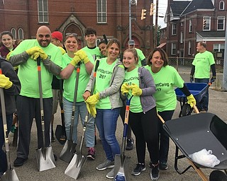 Neighbors | Submitted.Boardman's Emerging Leaders joined the United Way on their Day of Caring. Pictured, from left, are Kaylin Burkey, Assistant Principals Morris Jadue and Anne Bott, Nick Torres, teacher Dana Safarek, Madison Perez and Head Principal Cindy Fernback.
