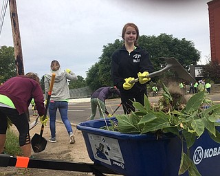 Neighbors | Submitted.Emerging Leader Tessa Katcher helped clean up Youngstown on Sept. 1. The Emerging Leaders group aims to foster tomorrow’s leaders by providing them with leadership experiences while in school.
