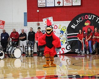 Neighbors | Abby Slanker.On Oct. 27, Canfield High School mascot, Big Red, helped pump up the students at the school’s Sprit Week pep rally.