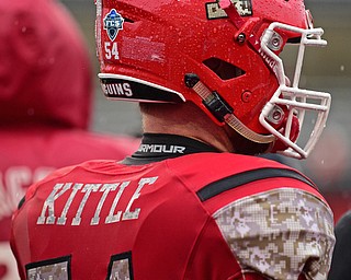 YOUNGSTOWN, OHIO - NOVEMBER 18, 2017: Youngstown State's Jonathan Pollock stands on the sideline during the first half of Saturday afternoons game at Stambaugh Stadium. Youngstown State won 38-10. DAVID DERMER | THE VINDICATOR