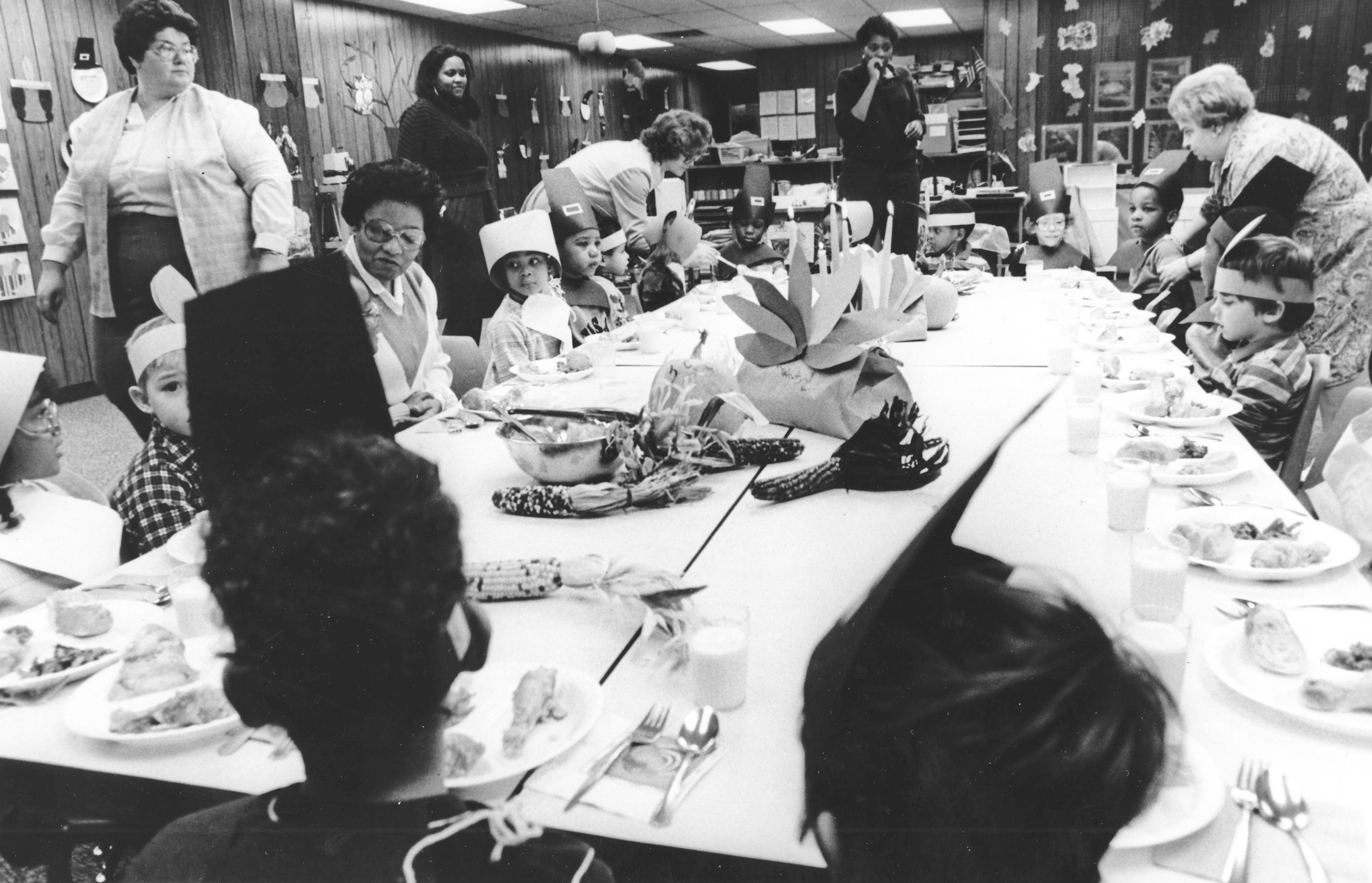 Vindicator file photo
Nov. 27, 1985: Modern-day Pilgrims and Indians sat down to a Thanksgiving feast at the Mill Creek Child Care Center at 498 Glenwood Ave. The students, aged 4 and 5, dressed as the original settlers and native inhabitants of Plymouth, Mass. The children learned about traditional holiday customs from their teachers, who sat down and broke break with their charges. Go to Vindy.com to purchase a copy of this and similar Years Ago photographs.