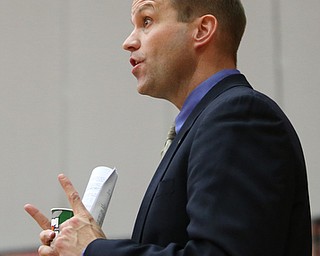 Youngstown State head coach John Barnes calls out a play during the third quarter as Ohio Valley University takes on Youngstown State University in a NCAA basketball game, Monday, Nov. 20, 2017, at the Beeghly Center in Youngstown. YSU won 86-59...(Nikos Frazier | The Vindicator)..