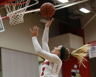Youngstown State guard Alison Smolinski (2) goes up for a layup during the third quarter as Ohio Valley University takes on Youngstown State University in a NCAA basketball game, Monday, Nov. 20, 2017, at the Beeghly Center in Youngstown. YSU won 86-59...(Nikos Frazier | The Vindicator)..