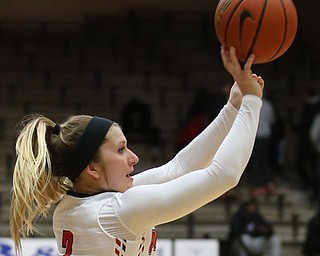 Youngstown State guard Alison Smolinski (2) goes up for three during the third quarter as Ohio Valley University takes on Youngstown State University in a NCAA basketball game, Monday, Nov. 20, 2017, at the Beeghly Center in Youngstown. YSU won 86-59...(Nikos Frazier | The Vindicator)..