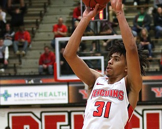 Youngstown State forward Michael Akuchie (31) goes up for three during the first half as Westminister College takes on Youngstown State in a NCAA basketball game, Tuesday, Nov. 21, 2017, at the Beeghly Center in Youngstown. YSU won 91-83...(Nikos Frazier | The Vindicator)..
