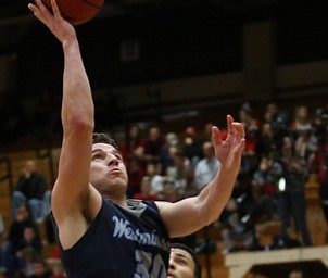 Westminister College guard MarcoÊDelorenzo (30) goes up for a layup during the second half as Westminister College takes on Youngstown State in a NCAA basketball game, Tuesday, Nov. 21, 2017, at the Beeghly Center in Youngstown. YSU won 91-83...(Nikos Frazier | The Vindicator)..