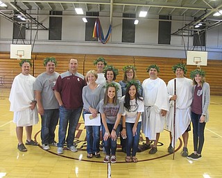 Neighbors | Zack Shively.The seventh-grade social studies teachers organized the Greek Olympics with help from other seventh-grade teachers. Pictured are, from left, (front) Jill Bresnahan, Cassie Pantellis, Abby Chamness; (back) Eric Diefenderfer, Brandon Schubert, Nick Colla, Carlo Cordon, Shannon Carchedi, Sherri Mangapora, Tom Basista, Ian Head and Kristen Ebie.