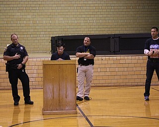 Neighbors | Abby Slanker.A Canfield Village Middle School fifth-grade student read his essay which answered the question, ‘Why do I think DARE is important?’ during the school’s DARE Program graduation assembly on Nov. 6.