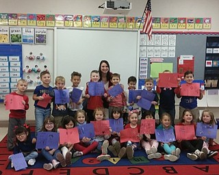 Neighbors | Zack Shively.Poland Union Elementary did a couple of special art activities on Nov. 10 for Veterans Day. One of the art projects was creating a thank you card for the school's music teacher Dana Veneskey, who served in the military. Pictured is Kendra Gura's kindergarten class with their cards.