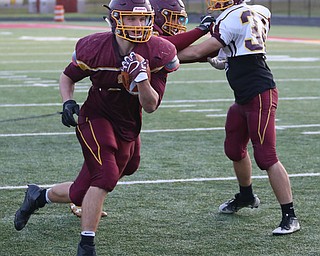 Peyton Remish (44) runs the ball during a post-season practice, Tuesday, Nov. 21, 2017, at South Range High School in Canfield...(Nikos Frazier | The Vindicator)