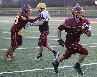 Peyton Remish (44) runs the ball during a post-season practice, Tuesday, Nov. 21, 2017, at South Range High School in Canfield...(Nikos Frazier | The Vindicator)