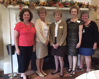 Trumbull County Republican Women’s Club recently installed its 2017-18 officers. The new officers are: Jean Cramer, president; Roberta Shields, first vice president; Gail Drushel, second vice president and ways and means chairwoman; JoAnne Szczygowski, secretary; and Cathy Lukasko, who is retaining her position as treasurer. The club voted to change its name from Warren Republican Women’s Club to the Trumbull County Republican Women’s club and meet the first Thursday of each month at various locations. Any woman believing in the principles of the Republican Party and intending generally to support its candidates is eligible for membership. For information, call Barbara Rosier-Tryon, membership chairwoman, at 330-550-1215. At left above, from left, are Lukasko, Shields, Cramer, Szczygowski and Drushel. Below are Dick Thompson, proprietor of the Peter Allen Inn and Event Center, and Jean Cramer. The Women’s Club’s October meeting took place at the Peter Allen Inn, and Thompson hosted a tour of the historic building and grounds.