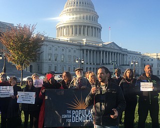 Phil Krauss of Boardman, in long-term recovery, speaks at news conference on the Capitol lawn Ê