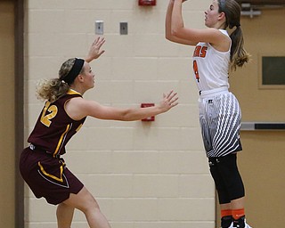 Howland's Mackenzie Maze (4) goes up for two during the first quarter against South Range in the Toni Ross Spirit Foundation basketball tournament, Saturday, Nov. 25, 2017, at Howland High School in Howland. South Range won 55-51...(Nikos Frazier | The Vindicator)..