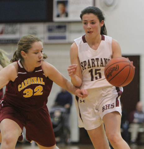 William d. Lewis the Vindicator   Boardman's Reagan Burkey(15) and Mooney's CJ sapp (32) during 11292017 action at Boardman.