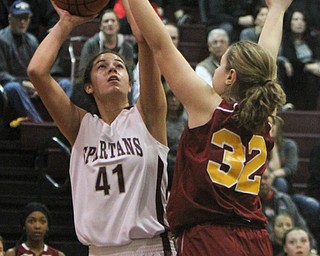 William d. Lewis the Vindicator   Boardman's Katie Stamp(41) shoots past  Mooney's CJ Sapp(32) during 11292017 action at Boardman.