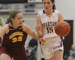 William d. Lewis the Vindicator Boardman's Reagan Burkey(15) and Mooney's CJ sapp (32) during 11292017 action at Boardman.