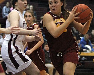 William d. Lewis the Vindicator   Mooney's Conchetta rinaldi(42) drives around Boardman' Reagan Burkey(15) during 11292017 action at Boardman.