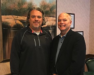 The Trumbull County Republican Party recently gathered for its monthly breakfast meeting. Judge Craig Baldwin was the guest speaker and discussed the impact presidential appointments have with regard to the U.S. Supreme Court and the issue of legislating from the bench. Above, from left, are GOP county chairman Kevin Wyndham and Baldwin. The next meeting will be a Christmas brunch at 11:30 a.m. Dec. 16 that will take place at Dilucia’s Banquet Center on Elm Road, Warren. Cost is $20. For information, email trumbullgopchair@gmail.com.