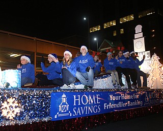 The Home Savings float during the annual Youngstown Christmas Parade and Tree lighting, Friday, Dec. 1, 2017, in downtown Youngstown...(Nikos Frazier | The Vindicator)