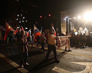 Simply Slavic walk down Federal St. during the annual Youngstown Christmas Parade and Tree lighting, Friday, Dec. 1, 2017, in downtown Youngstown...(Nikos Frazier | The Vindicator)