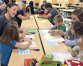 West Branch Preschool recently hosted a family night centered around a “Healthy Child, Happy Child” theme, with a variety of interactive activities in the areas of gross- and fine-motor development, speech and language development, as well as health, social and emotional development for families. The program was arranged by Samantha Hofmann, speech pathologist; Jen Matas, physical therapist; Donna Minich, occupational therapist; and Allison Krupko, school psychologist preschool coordinator. Plans are for two more family nights to take place during the remainder of the school year.