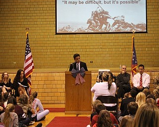 Neighbors | Abby Slanker.A Canfield Village Middle School eighth-grade student spoke at the school’s annual Veterans Day Program on Nov. 10.