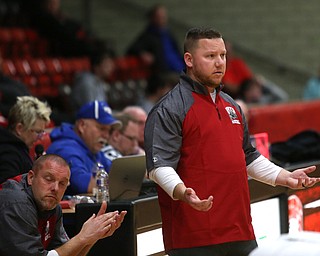 Struthers head coach Jim Franceschelli reacts to a call in the second quarter of an AAC high school basketball game against Hubbard, Friday, Dec. 8, 2017, in Struthers. Hubbard won 70-55...(Nikos Frazier | The Vindicator)
