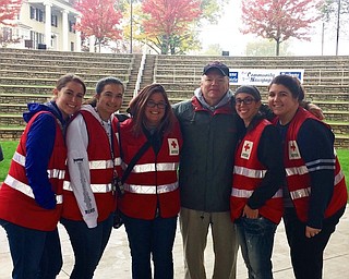 Members of the Kent State University Trumbull Student Nurses Association recently raised money to purchase infant sleep sacks for new parents at Trumbull Memorial Hospital to counteract high infant-mortality rates in the state. Additionally, in collaboration with the Red Cross, they installed smoke detectors in the homes of veterans, families in domestic-abuse situations and the elderly. They also packed shoe boxes with toys, personal hygiene and other small items for Operation Christmas Child through the Samaritan’s Purse organization. The newest class of graduating nurses will be recognized at 6 p.m. Thursday at Vernon’s Cafe, 720 Youngstown-Warren Road, Niles, as more than 20 students receive their pins. Above, from left, are Loni Nyako; Brittany Courtney; Margaret Graben, an ARC volunteer; Danielle DeCristofaro; and Emily Trunick, SNA president.