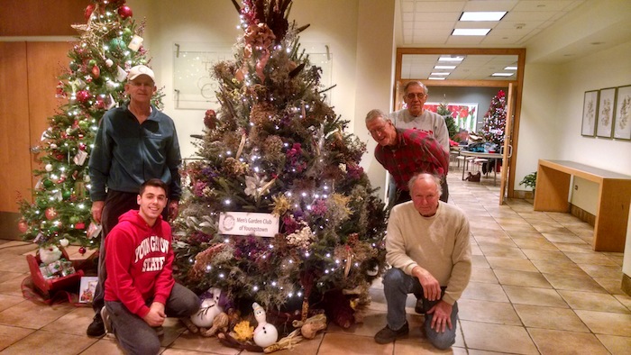 The Men’s Garden Club of Youngstown recently decorated its annual Christmas tree at the D.D. and Velma Davis Education and Visitor Center at Fellow’s Riverside Gardens for the winter celebration taking place until Dec. 31. Members who helped decorate, clockwise from left, are Joe Fagnano, Bruce Brungard, John Fox, Rodney Toth and Tom Liggett.