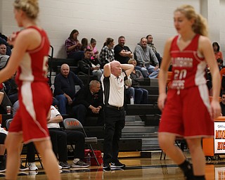 Mineral Ridge head coach Matthew Cluse shows his frustration in the first quarter of a high school basketball game, Saturday, Dec. 9, 2017, in Mineral Ridge. Columbiana won 70-32...(Nikos Frazier | The Vindicator)