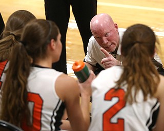 Mineral Ridge head coach Matthew Cluse shows his frustration in the second quarter of a high school basketball game, Saturday, Dec. 9, 2017, in Mineral Ridge. Columbiana won 70-32...(Nikos Frazier | The Vindicator)