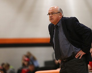 Columbiana head coach Ron Moschella shows his frustration in the second quarter of a high school basketball game, Saturday, Dec. 9, 2017, in Mineral Ridge. Columbiana won 70-32...(Nikos Frazier | The Vindicator)